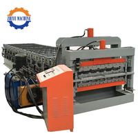 Machine automatique de formage à froid de tôles pour toitures à double couche, panneaux PBR, avec pompe à engrenages et PLC, pour murs de bâtiments en acier PPGI coloré