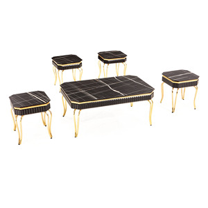 Juego de Mesa de Centro Moderno y Lujoso con Tapa de Madera y Estructura Metálica, Diseño Antiguo, Muebles para Sala de Estar, Decoración Duradera para el Hogar - Product Image 6