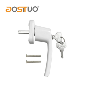 Poignée de fenêtre coulissante en aluminium noir/blanc avec serrure à clé, poignée <span class=keywords><strong>Espag</strong></span> en PVC, poignée de fenêtre à point unique avec tige - Product Image 1