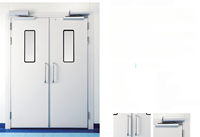 Porte coulissante horizontale automatique pour hôpital avec fenêtre d'observation |   Porte hermétique double battant pour salle blanche médicale