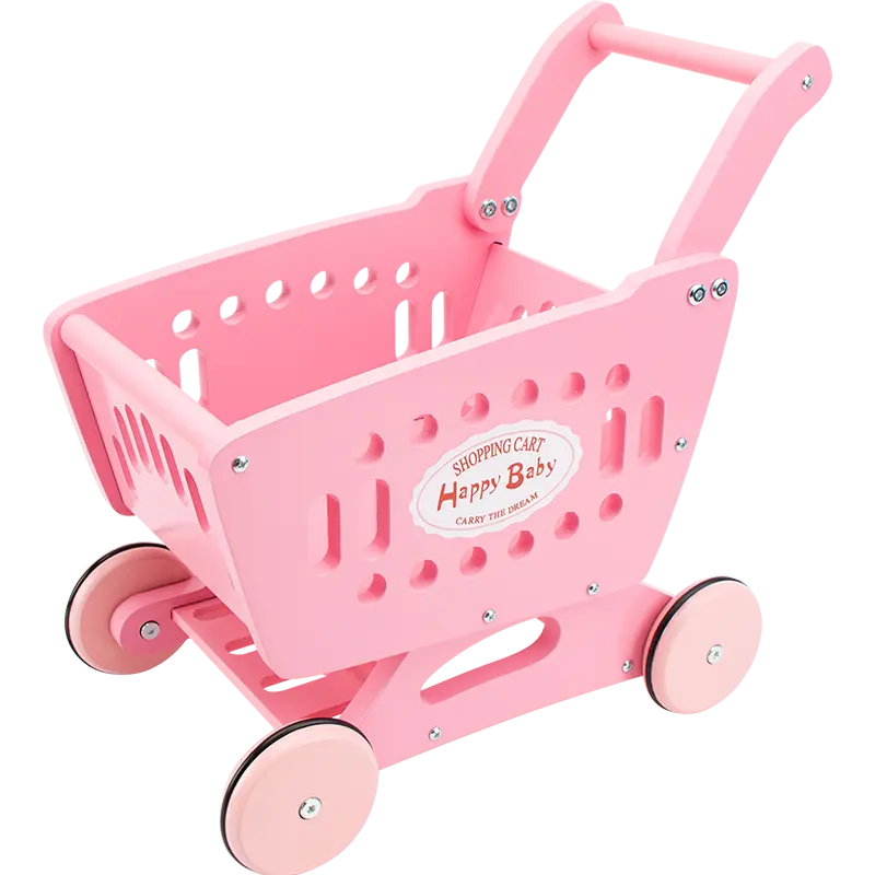 Wooden children's educational shopping trolley play house simulation supermarket baby shopping toy cart toy