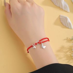 <b>Red</b> Rope Butterfly Charm Pendant Couple <b>Bracelet</b> Creative Bell Charm Bff <b>Bracelet</b> Set Braided Adjustable <b>Bracelet</b> for Sister - Product Image 4