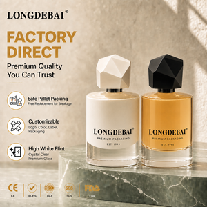 Flacon de parfum en verre vide rond personnalisé 50ml 30ml 100ml Flacon de parfum blanc avec bouchon de forme polygonale unique - Product Image 1