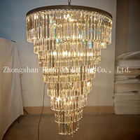 Escalier Moderne Grand Lustre Pendentif Lumières Nordique De Luxe Led Plafond Éclairage K9 Grand Lustre En Cristal pour Salon