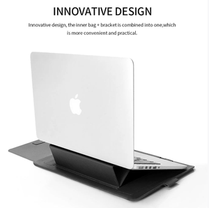 Protecteur multifonctionnel pour ordinateur <span class=keywords><strong>portable</strong></span> <span class=keywords><strong>pliable</strong></span>, support pour sac d'ordinateur <span class=keywords><strong>portable</strong></span> en cuir PU - Product Image 5