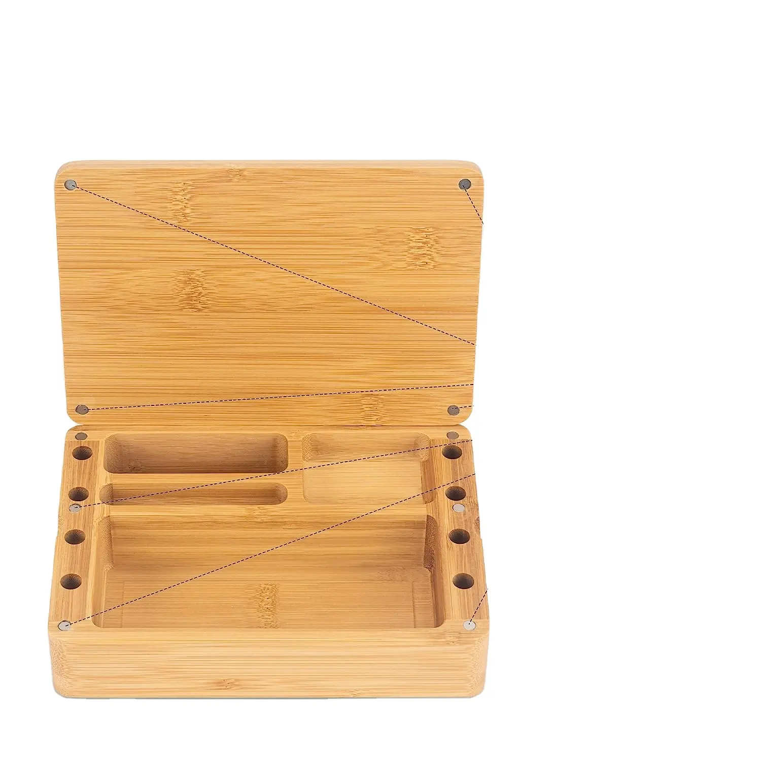 Caja de almacenamiento de palé extraíble multifuncional, accesorios para fumar, compartimento portátil, caja de almacenamiento de madera con bandeja magnética