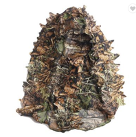 Ensemble chapeau et masque camouflage en polyester, motif feuille 3D, chasse en plein air, tactique, toutes saisons