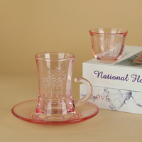 Tasse à thé en verre miniature de style arabe GLASS CITY, motif palmier, 60 ml, petite tasse à café, vente en gros avec emballage en boîte cadeau