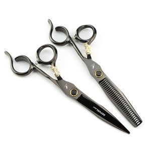 <span class=keywords><strong>Ciseaux</strong></span> de <span class=keywords><strong>coiffure</strong></span> professionnels Nepson en acier noir de 6,0 pouces avec poignée crantée et lame plate pour effiler les cheveux - Product Image 5