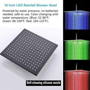 Système de <span class=keywords><strong>douche</strong></span> thermostatique noir à <span class=keywords><strong>LED</strong></span>, gouttelettes de corps, <span class=keywords><strong>douche</strong></span>, noir, 16 pouces - Product Image 3