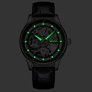 <span class=keywords><strong>Orologio</strong></span> Meccanico Automatico da Uomo <span class=keywords><strong>con</strong></span> Movimento a Vista Scheletrato <span class=keywords><strong>Oro</strong></span>, <span class=keywords><strong>Cinturino</strong></span> in Vera <span class=keywords><strong>Pelle</strong></span> e Personalizzazione Accettata, Idea Regalo - Product Image 3