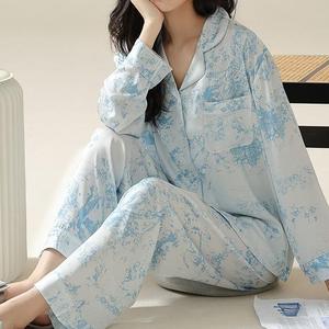 Pigiama in Raso Esclusivamente Elegante per Donne, Set Lussuoso Effetto Ghiaccio, Moda Casual per Primavera, Sonno <span class=keywords><strong>e</strong></span> Attività Domestiche - Product Image 2