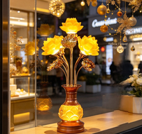 Lampe de table LED AC contemporaine en fer Lotus Buddha, écologique, pour la décoration de la chambre à coucher