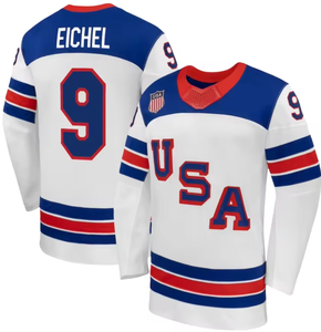 Maillots de hockey sur glace domicile et extérieur pour hommes et jeunes, équipe USA 2026 |   Tkachuk 19 Hughes 43 Eichel 9 Brodé - Product Image 5
