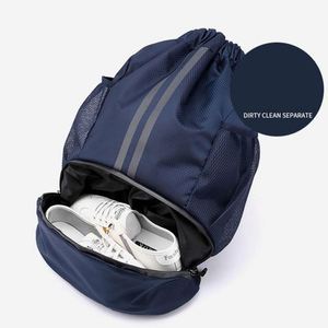 <b>Drawstring</b> String Gym Basketball Soccer Bag Dry Wet Separation Pocket <b>Backpack</b> Shoes Compartment Casual Sports Waterproof Bag - Product Image 6
