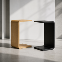 Table d'appoint en bois minimaliste en forme de C, table polyvalente pour canapé et lit, pour ordinateur portable, café et collations dans le salon, la chambre à coucher