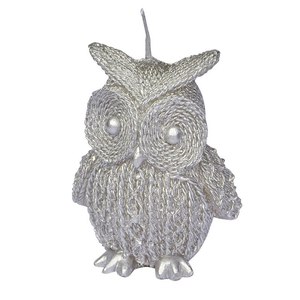 Candela a forma di gufo grigio con glitter, decorazione per la casa unica e accattivante - Product Image 1