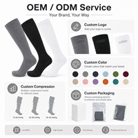 Chaussettes de compression sans couture en fibre de bambou personnalisées pour femmes, antibactériennes, déodorantes, amincissantes, respirantes, hauteur genou, à compression forte