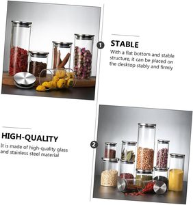 Ensemble de bocaux de conservation alimentaire en verre borosilicate écologiques pour la cuisine, avec couvercle en bambou - Product Image 5