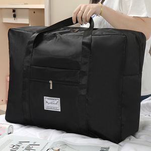 Oxford Cloth Travel Bag <b>Large</b> Capacity Soft Handle Unisex For Leisure Travel Solid Color Black - Product Image 1