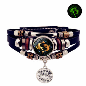 Lumineux 12 Horoscopes en cuir pour Bracelet fait à la main multicouche perlé pour Bracelet créatif main bijoux hommes <span class=keywords><strong>Couple</strong></span> - Product Image 5