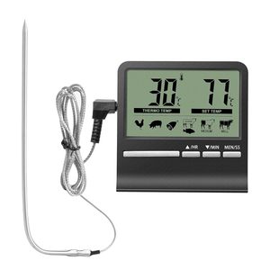 Large LCD <strong>Digital</strong> Cooking Food Meat <strong>Thermometer</strong> for Smoker Oven Kitchen BBQ Grill <strong>Thermometer</strong> Clock <strong>Timer</strong> <strong>with</strong> Steel Probe - Product Image 1