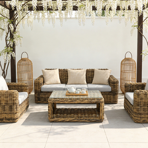 Ensemble <span class=keywords><strong>de</strong></span> canapés <span class=keywords><strong>de</strong></span> jardin en rotin d'extérieur moderne en osier PE, mobilier <span class=keywords><strong>de</strong></span> patio pour hôtel, résistant à l'eau, durable, vente chaude - Product Image 3