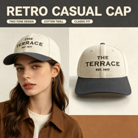 Casquette de baseball vintage en coton bicolore à 6 panneaux brodée pour café, visite de la ville, promenade décontractée, week-end