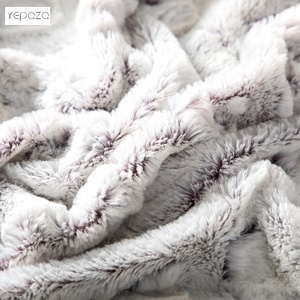 Somptueux réversible confortable chaud doux rêveur nuage laiteux blanc et <span class=keywords><strong>violet</strong></span> luxe <span class=keywords><strong>fausse</strong></span> <span class=keywords><strong>fourrure</strong></span> jeter autre couverture lestée - Product Image 3