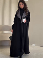 Premium traditionnel islamique prière vêtements ethniques arabe col cranté noir Abaya Robe dubaï musulman Ramadan Robe