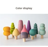 Bloques de Construcción de Madera Maciza Ecológicos de Estilo Nórdico con Forma de Árbol Pequeño del Bosque, Juego de Construcción de 40 Piezas para Desarrollar la Creatividad
