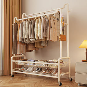 Simple de pie de Metal doble capa individual soporte de almacenamiento dormitorio multifuncional movible Zapatero estante de exhibición - Product Image 3