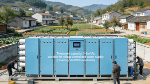 Equipo de Purificación de Agua por Ósmosis Inversa (OI) con Bomba y PLC, Capacidad de 500 L/Hora para Suministro de Agua Centralizado en Pueblos - Product Image 2