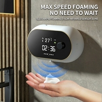 Distributeur de savon mural intelligent multifonctionnel à induction en ABS avec montre infrarouge et alimentation USB