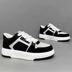 2026 New Men Fashion Light Luxury Hot Diamond Sneakers Sparkly Crystal Embellished Lace-Up Casual Shoes - Product Image 2