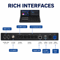Consola de Iluminación con Pantalla Táctil Plegable Dual de 15.6 Pulgadas, DMX512, Art Net, SACN, SSD de 128 GB, I7, 8 GB, UPS, MIDI, SMPTE, para KTV, Bares, Fiestas, Escenarios
