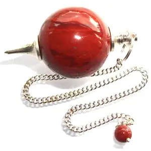Péndulo de bola redonda de Jesper rojo, piedra de Chakra para protección Emf utilizado como péndulo de Chakra, Péndulo de bola redonda de jaspe rojo, gran oferta
