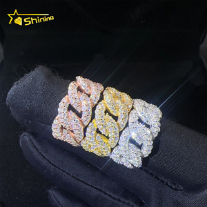Rinfuse moda due file <span class=keywords><strong>pietra</strong></span> Hip Hop fuoco gioielli <span class=keywords><strong>uomo</strong></span> S925 <span class=keywords><strong>argento</strong></span> ghiacciato fuori VVS Moissanite diamante Miami Cuban Band - Product Image 4