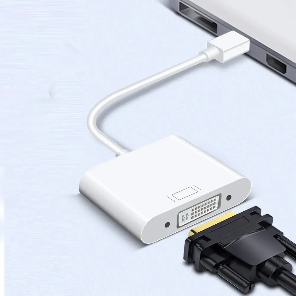 Adaptateur Mini DisplayPort mâle vers DVI femelle Mini convertisseur DP vers DVI pour câbles audio et vidéo de moniteur