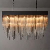 Lustre linéaire en cristal pour salle à manger, luminaire suspendu moderne de luxe à intensité variable pour longue table à manger, éclairage personnalisé OEM ODM