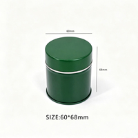 Prix usine Boîte cylindrique mate à double couvercle, en fer blanc, recyclable, de qualité alimentaire, pour matcha, personnalisée, 50g 60*68mm