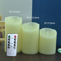 Bougie LED fine et grande à flamme vacillante sans flamme, jaune chaud, écologique, en paraffine, avec flamme mobile et télécommande, pour décoration intérieure et Diwali