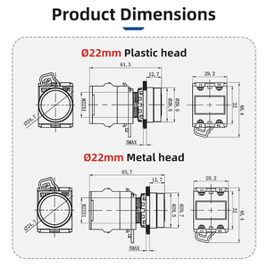 Penjualan laris pengendali plastik sesaat 10A LA38 sakelar 22mm tombol tekan antiair biasanya buka saklar tutup normal - Product Image 3
