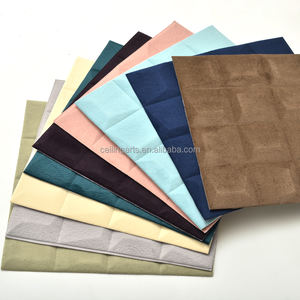 Panneau d'autocollants muraux en velours 3D à <span class=keywords><strong>larges</strong></span> <span class=keywords><strong>rayures</strong></span> en similicuir PVC 35*35cm <span class=keywords><strong>Papier</strong></span> <span class=keywords><strong>peint</strong></span> pelable brun clair à motif diamanté - Product Image 1