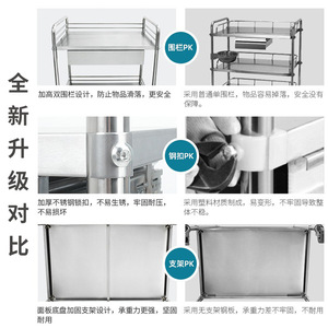 Stainless Steel Medical <b>Tool</b> Cart Three Layer Mute Wheels For Hospitals Clinics Beauty Salons - Product Image 4