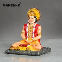 Statue de dieu hindou en résine colorée, sculptée et peinte à la main, sculpture de temple pour la maison, Hanuman Ji