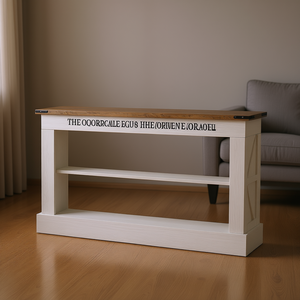 Consolle Lunga con Piano in Legno e Base a Cavalletto, Stile Rustico per Soggiorno - Product Image 2