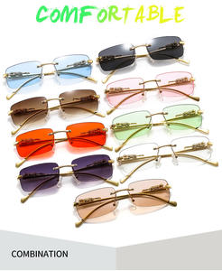 NUEVAS Gafas de Sol de Moda de Metal para Hombre y Mujer, Diseño de Lujo con Estampado de Guepardo, Gafas de Sol sin Montura de Diseñador - Product Image 6