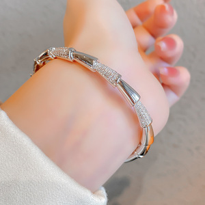 Gold And <b>Silver</b> Geometric Crystal <b>Bracelets</b> For Women Micro Insert Jewelry Gift <b>Bangles</b> With Zircon Stones - Product Image 3