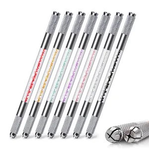 Haute qualité Double face cristal acrylique tatouage stylo de maquillage Permanent stylo manuel Microblading porte-stylo